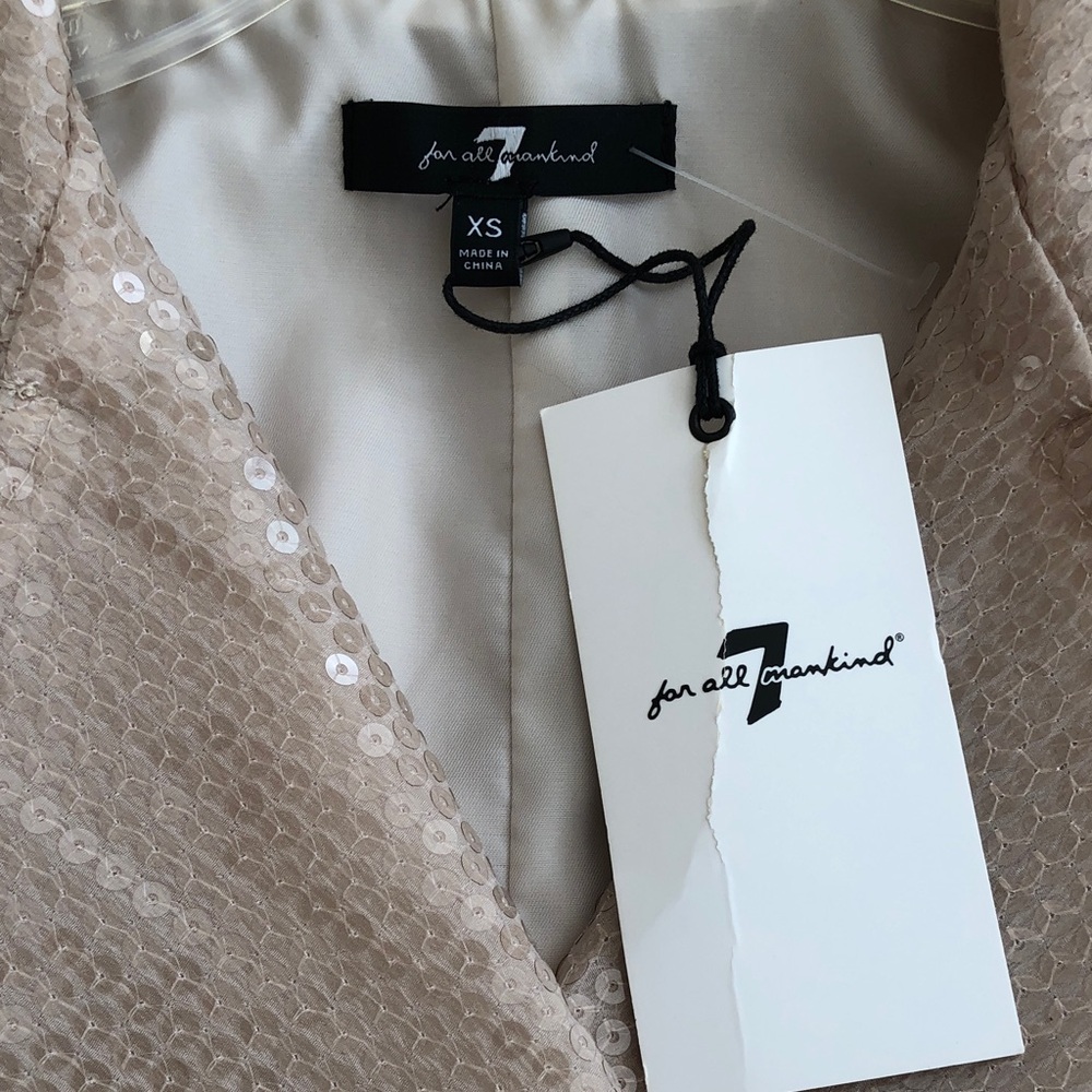 7 For All Mankind Sequin Trench Coat in Nude Beige - Picture 4 of 11